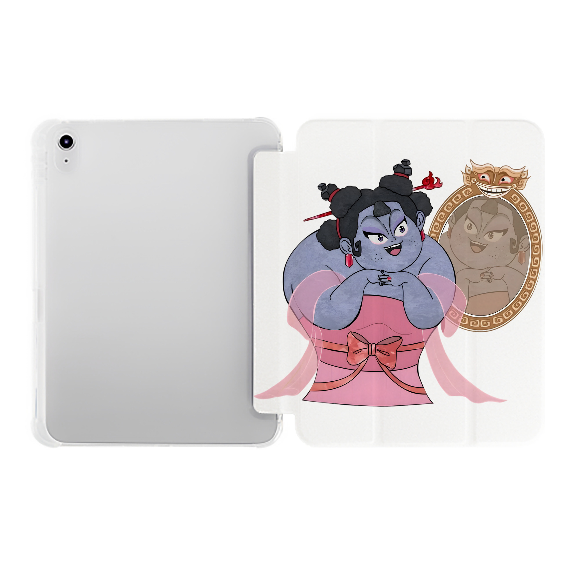 （画像用） Ne Zha 2 ナタ 魔童の大暴れ IPad ケース ペン収納付き 三つ折りスタンド PUレザー×シリコン 対応機種9.5/10.5/10.9インチ